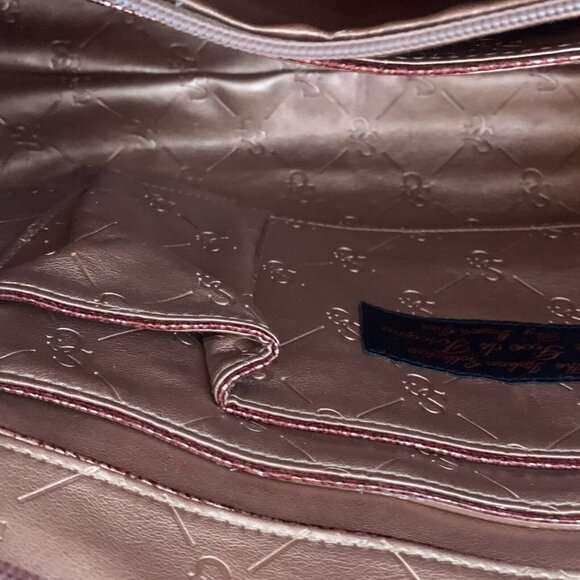 La Gioe di Toscana Dome Large Maroon Metallic Pebbled Leather 2-way bag EUC - Picture 16 of 16